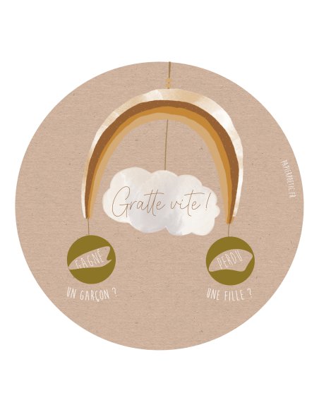 Carte ronde à gratter “Garçon ou Fille ?” - Annonce garçon