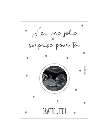 papier poetic Carte à gratter “échographie” cœur Personnalisable