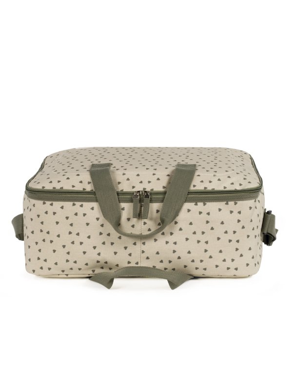 Valise de maternité coeurs POPPY - sauge Valise de maternité coeurs POPPY - sauge