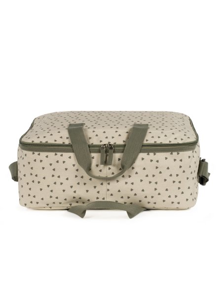 Valise de maternité coeurs POPPY - sauge