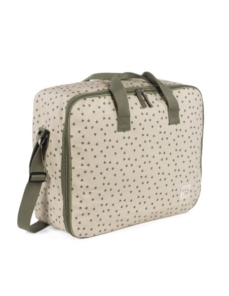 Valise de maternité coeurs POPPY - sauge