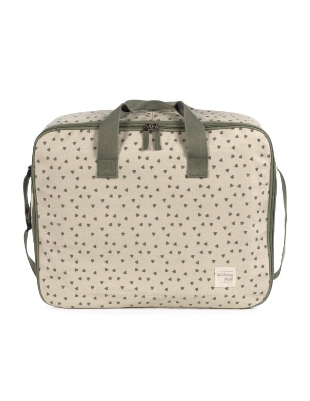 Valise de maternité coeurs POPPY - sauge walking mum