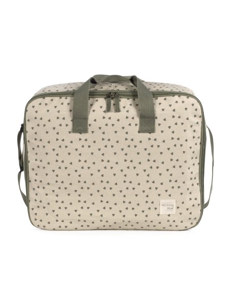 Valise de maternité coeurs POPPY - sauge