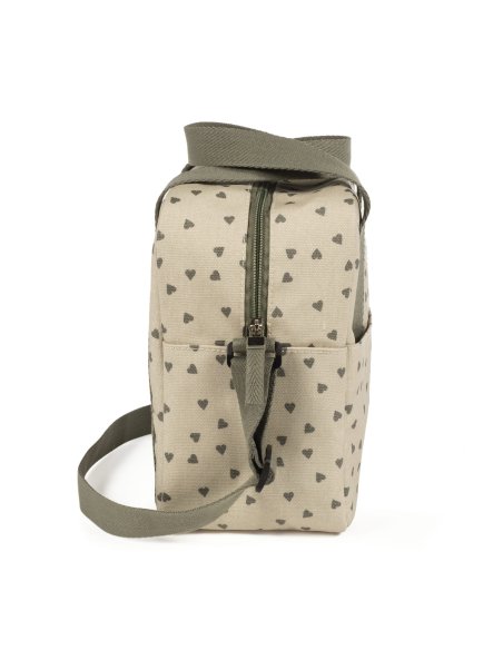 Sac isotherme biberon POPPY coeurs - sauge