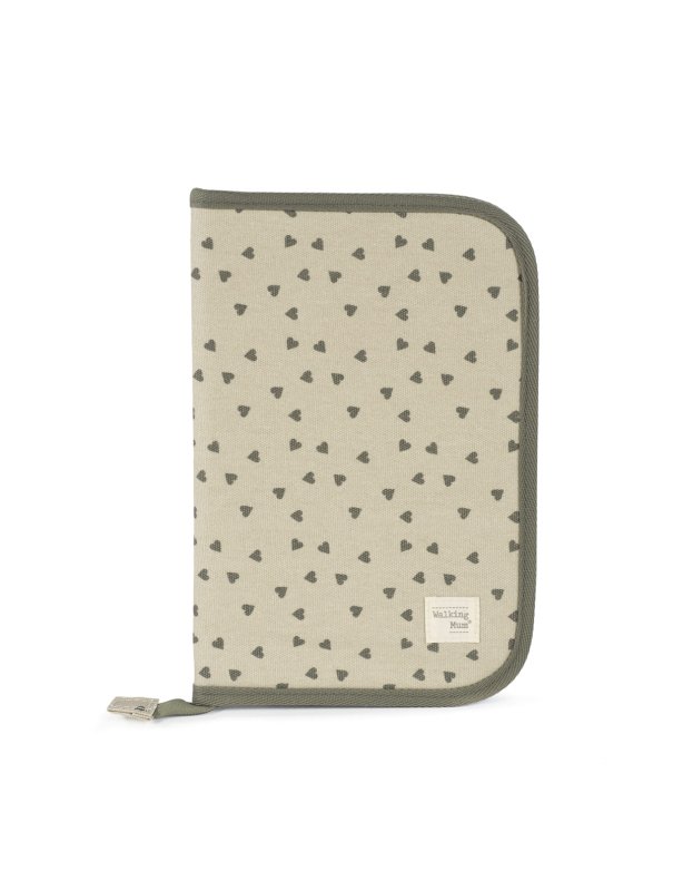 Protège carnet de santé coeur POPPY - sauge