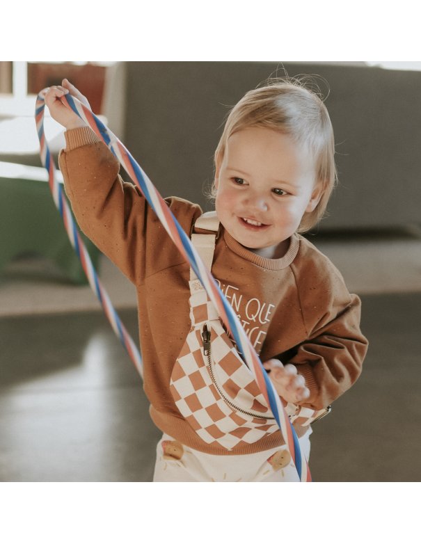 Sac banane damier camel - ENFANT rien que des betises