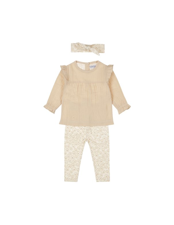 Ensemble 3 pièces bébé fille - petites fleurs