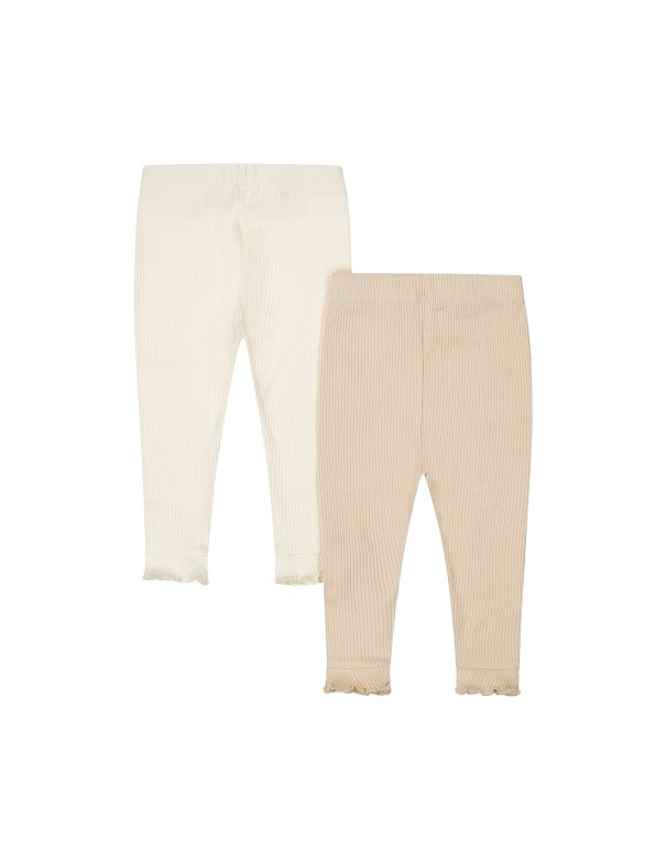 Lot de 2 leggings coton bébé fille
