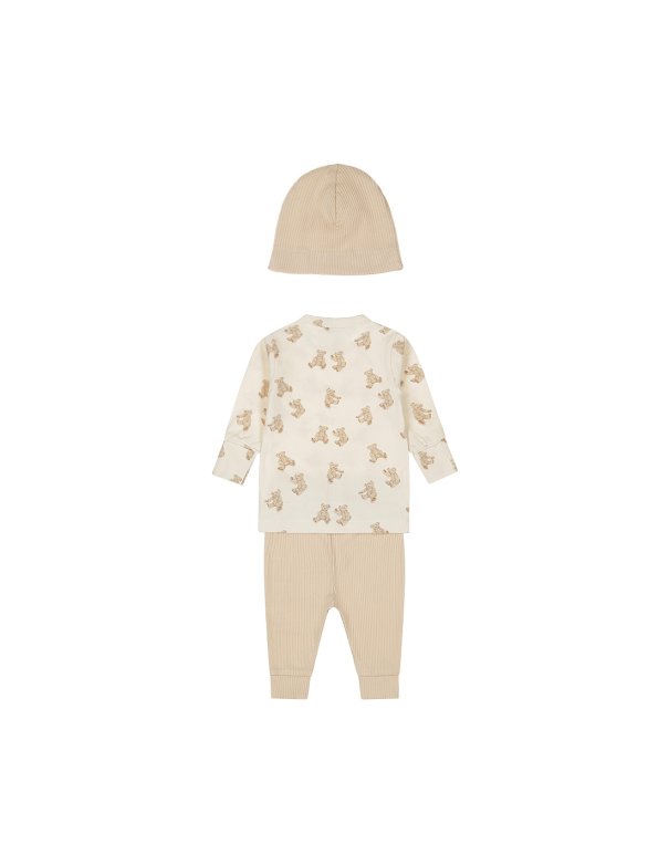 Ensemble Teddy 2 pièces pour bébé, manches longues et bonnet