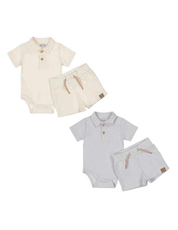 Lot de 2 ensembles bébé garçon body + short