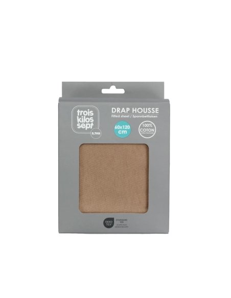 Drap housse bébé camel - 60 x 120 cm