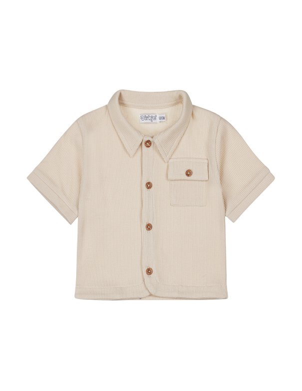Chemise garçon nid d'abeille beige