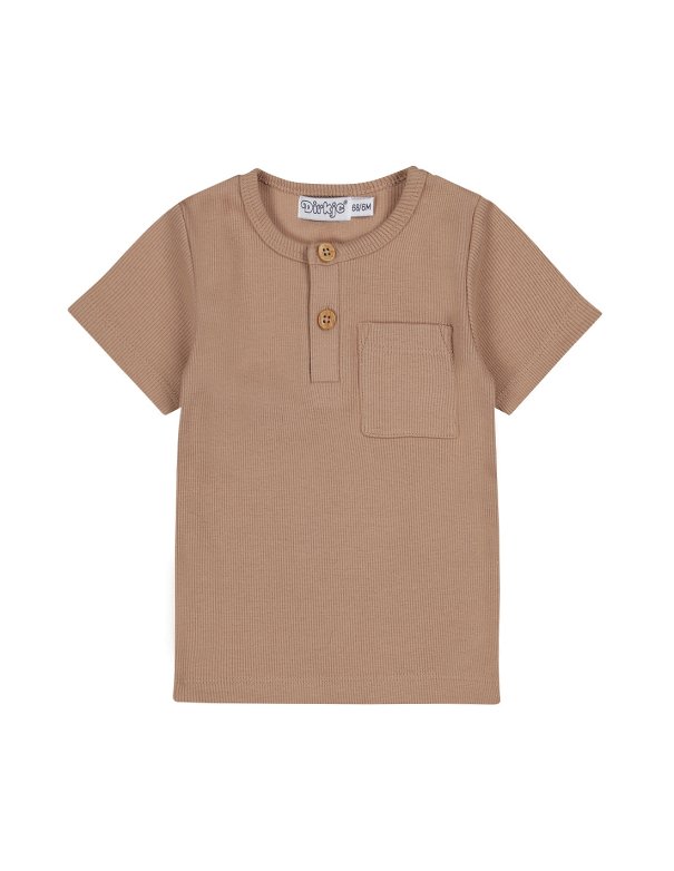 T-shirt côtelé coton garçon - marron