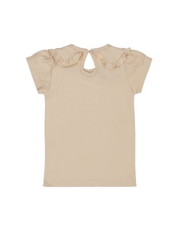 Tshirt fille beige col claudine 2
