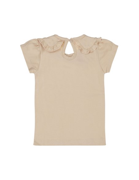 Tshirt fille beige col claudine