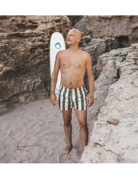 Short de bain rayures vert - HOMME