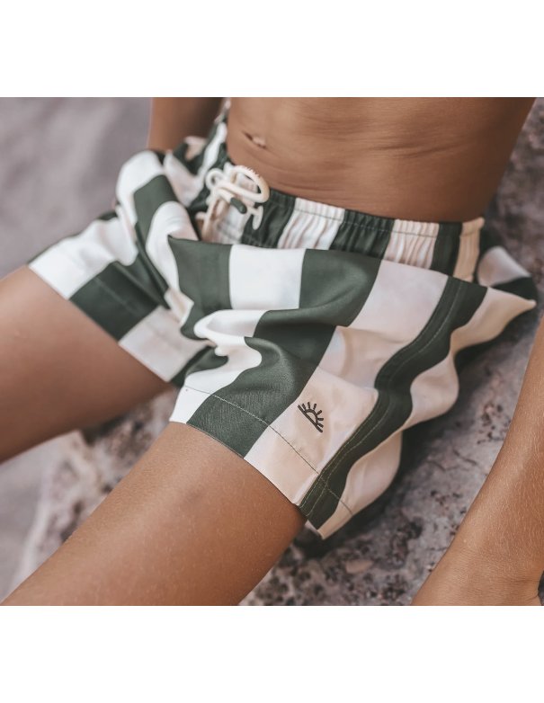 Short de bain rayures vert - GARCON