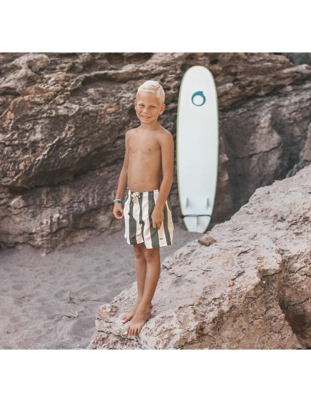 Short de bain rayures vert - GARCON