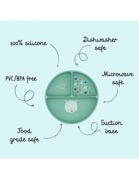 Assiette en silicone compartimentée avec ventouse - Munchy