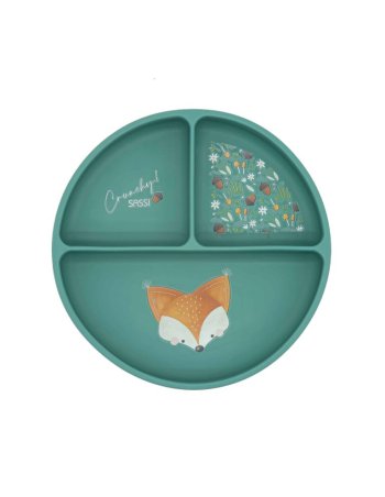 Assiette en silicone compartimentée avec ventouse - Crunchy le