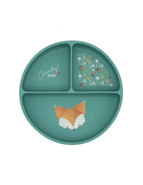 Assiette en silicone compartimentée avec ventouse - Crunchy le