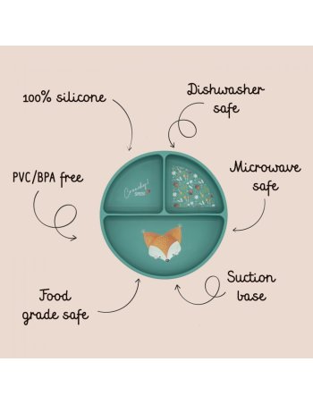 Assiette en silicone compartimentée avec ventouse - Crunchy le 2