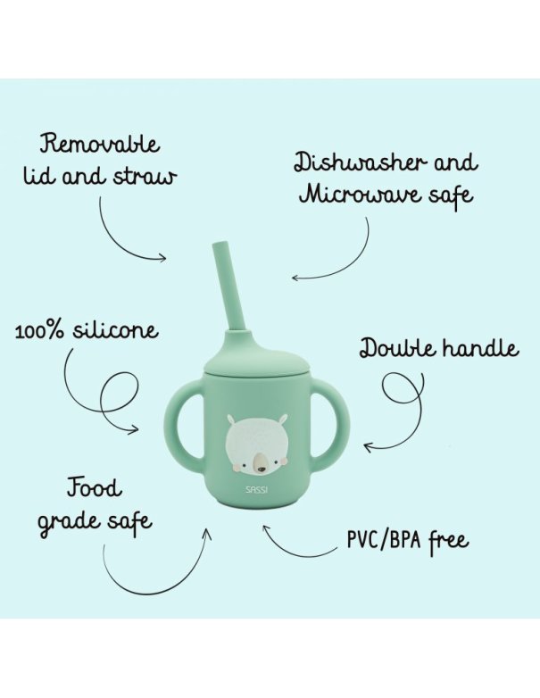 Gobelet à paille en silicone - Munchy l'ours