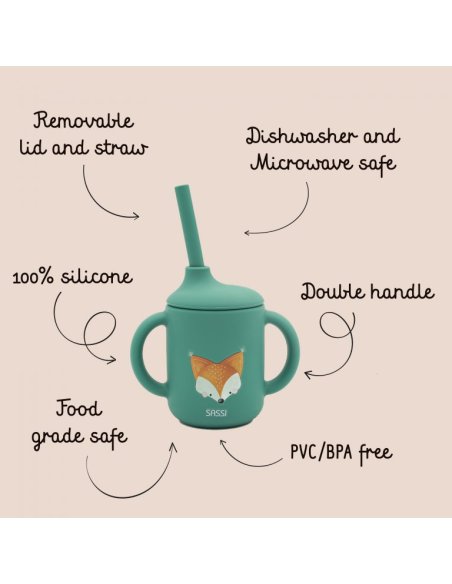Gobelet à paille en silicone - Crunchy le renard - Sassi