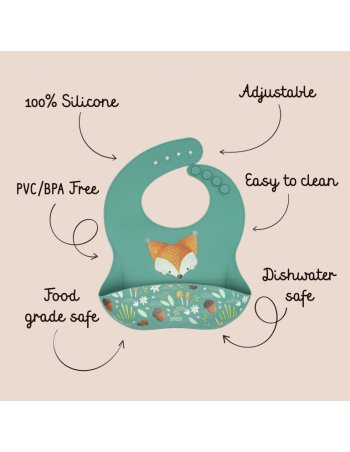 Bavoir en silicone - Crunchy le renard - Sassi 2