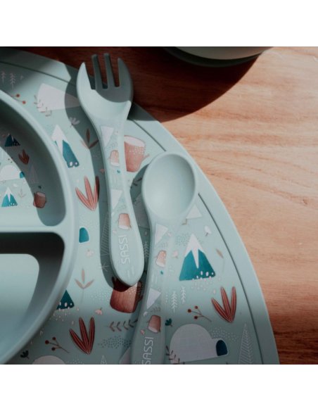 Set fourchette et cuillère en silicone - Munchy l'ours