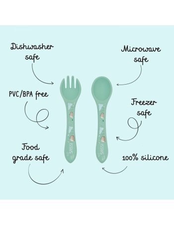 Set fourchette et cuillère en silicone - Munchy l'ours 2