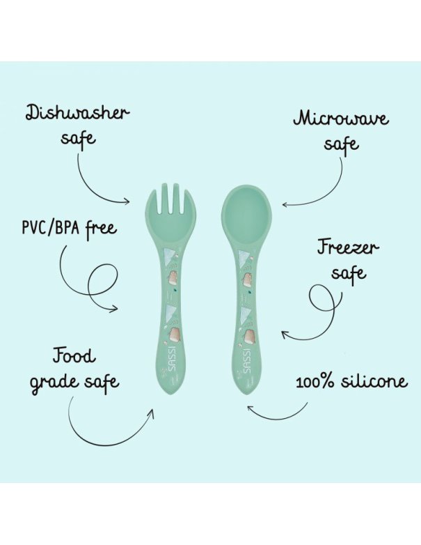 Set fourchette et cuillère en silicone - Munchy l'ours