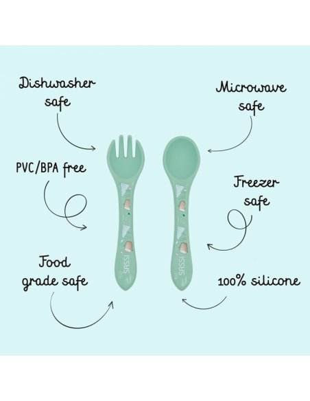 Set fourchette et cuillère en silicone - Munchy l'ours