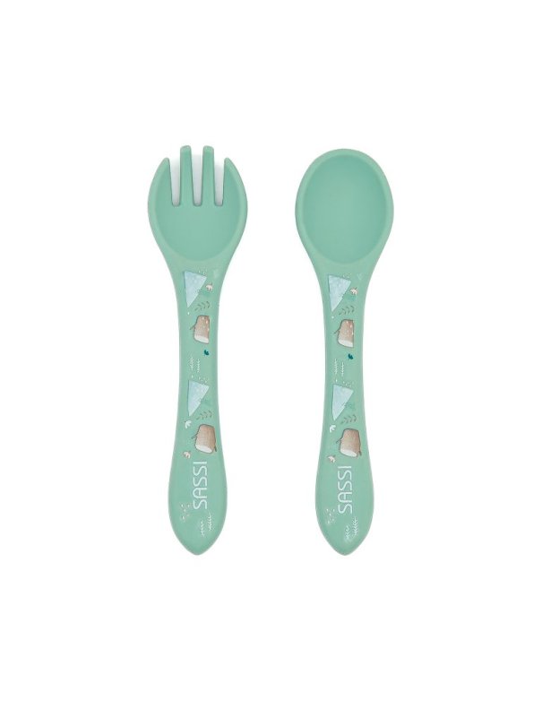 SASSI Set fourchette et cuillère en silicone - Munchy l'ours