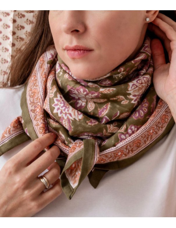 Grand foulard Indien - Matira Verde Bindi Atelier