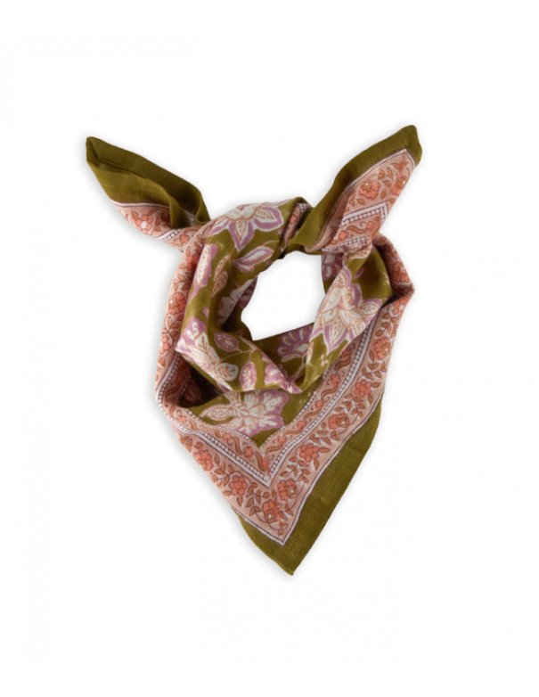 Petit foulard Indien - Matira Verde Bindi atelier