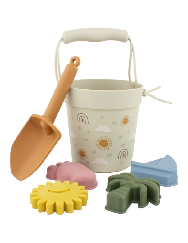 Seau de plage en silicone - arc en ciel