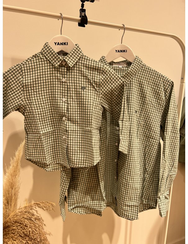 Chemise vichy vert sauge - MERE / FILLE