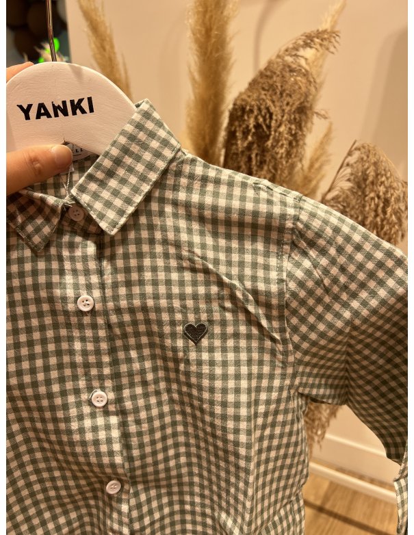 Chemise vichy vert sauge - MERE / FILLE
