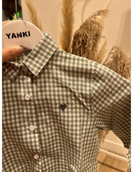 Chemise vichy vert sauge - MERE / FILLE