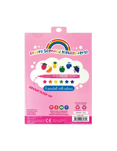 Surligneurs parfumés - lot de 6