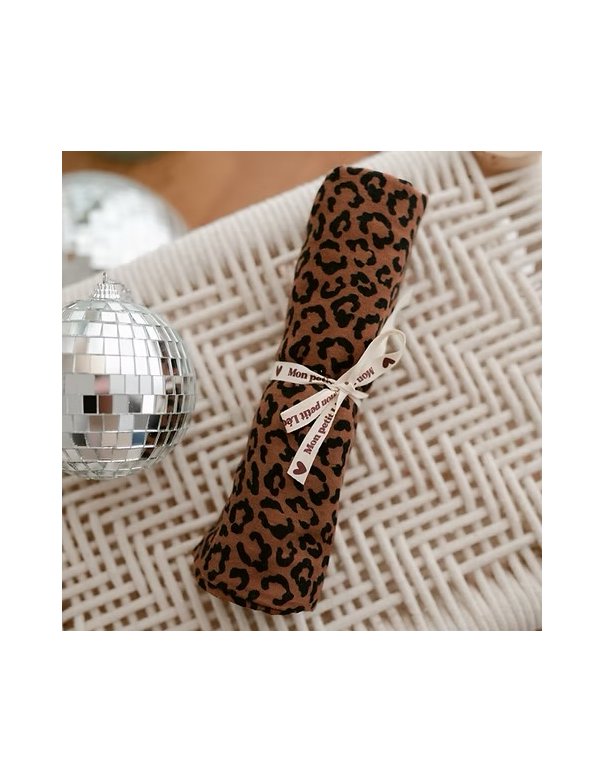 PETIT Foulard LÉOPARD Marron en gaze...