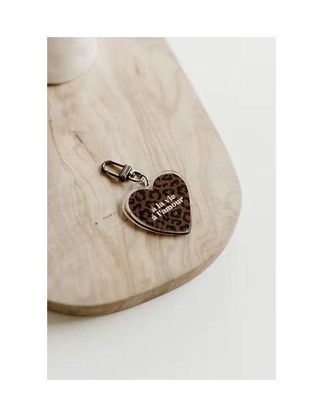 Porte-Clés À LA VIE, À L'AMOUR Léopard MARRON FONCÉ