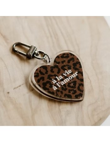 Porte-Clés À LA VIE, À L'AMOUR Léopard MARRON FONCÉ