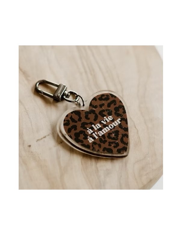 Porte-Clés À LA VIE, À L'AMOUR Léopard MARRON FONCÉ