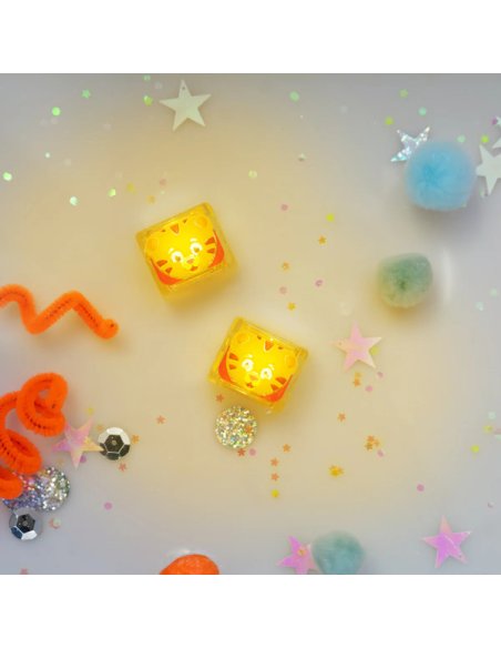 Lot de 4 cubes lumineux Tiger - marron