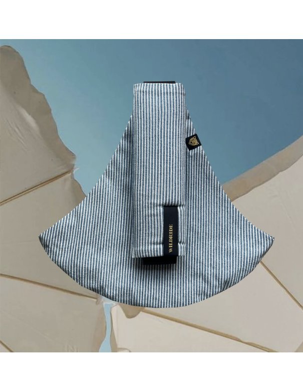 Porte bébé Wildride - denim clair à rayures