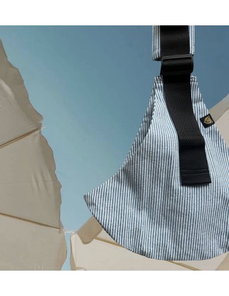 Porte bébé Wildride - denim clair à rayures