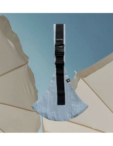 Porte bébé Wildride - denim clair à rayures