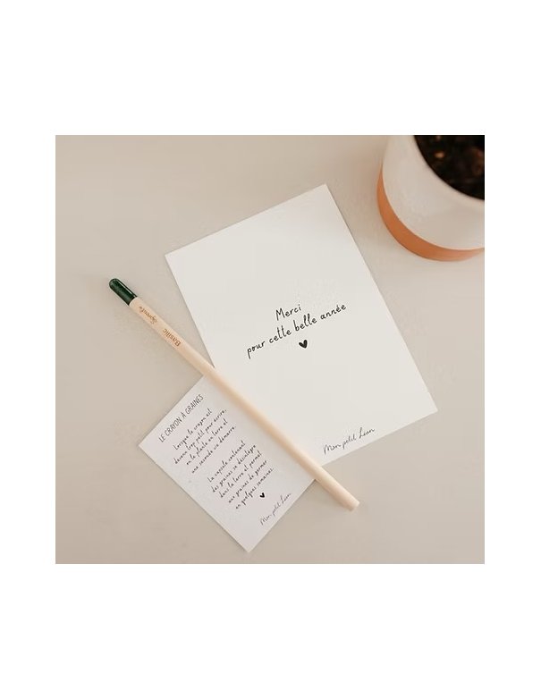 Kit Crayon à planter + Carte A6 citation MERCI POUR CETTE BELLE
